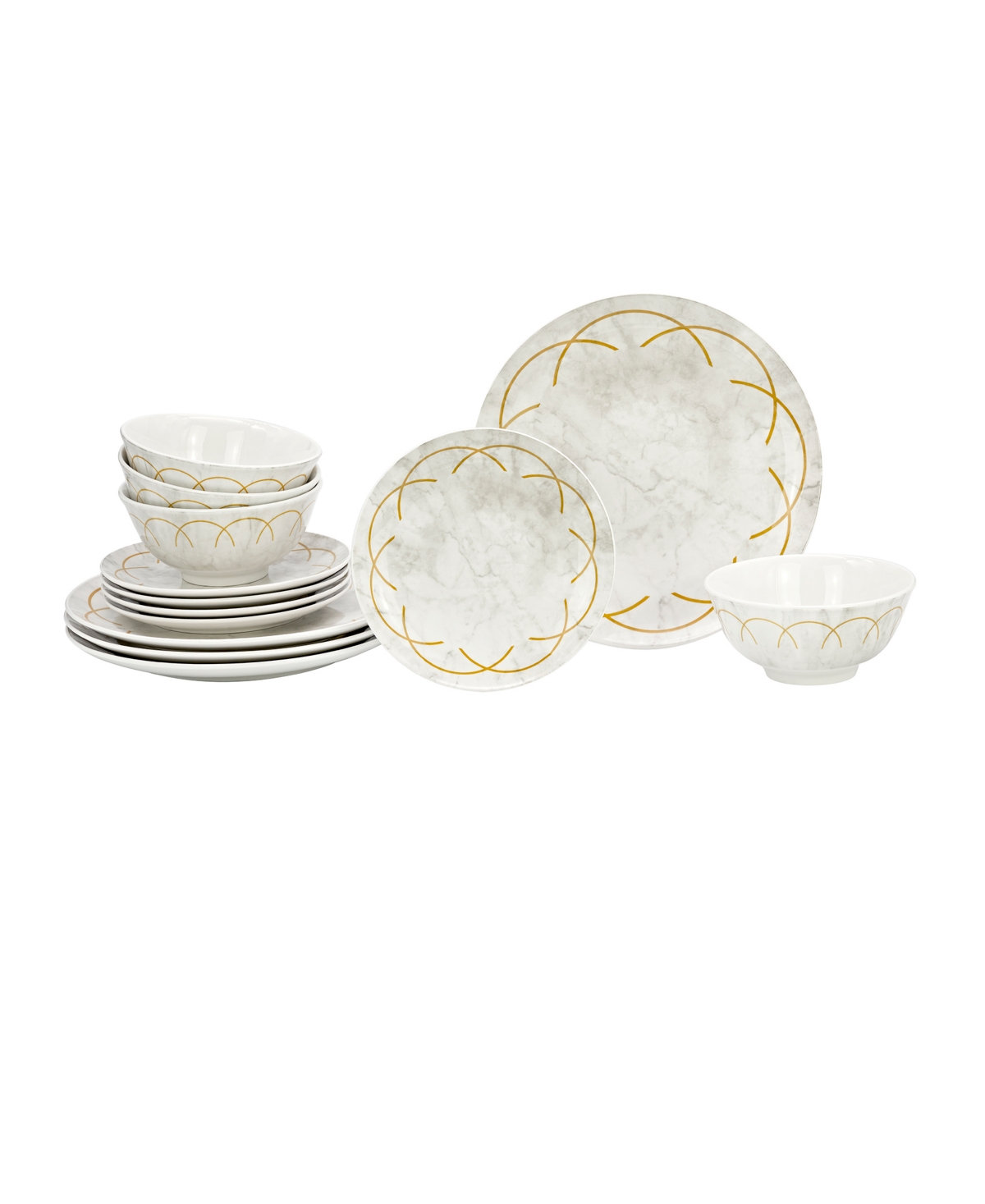 Rotolo 12 Pc. Dinnerware Set, Service for 4 - Gold-Tone