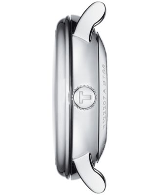 Women's Swiss Automatic Carson Premium Lady Diamond Accent Black Leather Strap Watch 30mm