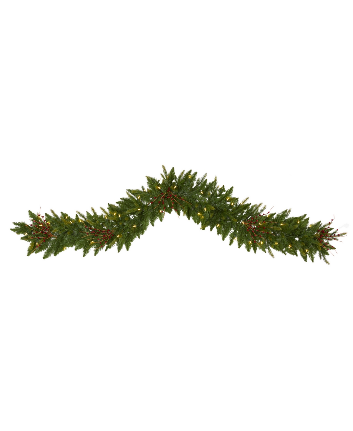 Christmas Pine Artificial Garland with Lights and Berries,
