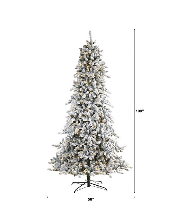 Nearly Natural Flocked Livingston Fir Artificial Christmas Tree with ...