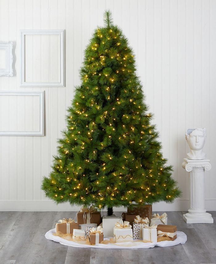 Nearly Natural Scotch Pine Artificial Christmas Tree with 600 Clear LED