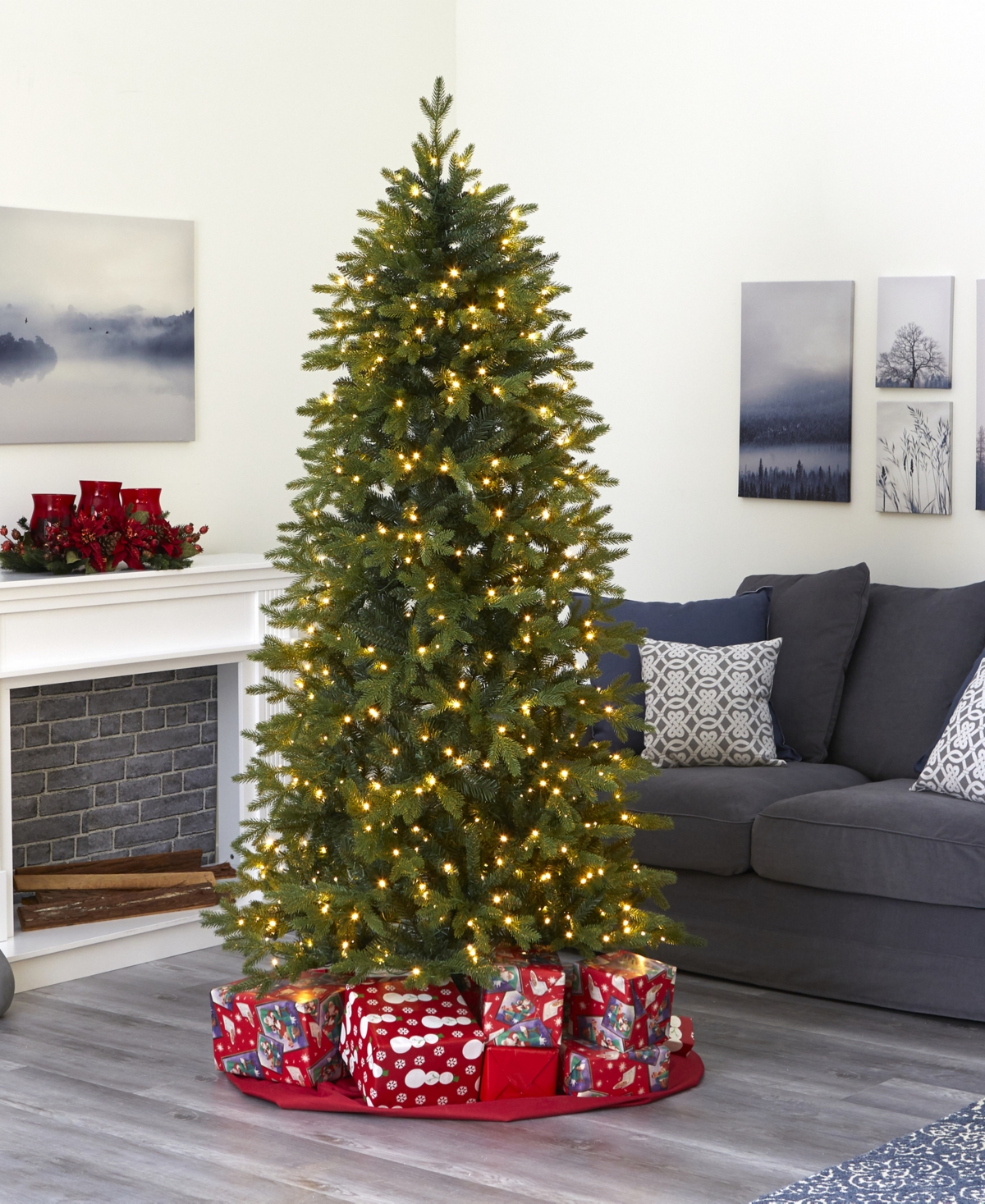 Belgium Fir Natural Look Artificial Christmas Tree with Lights,
