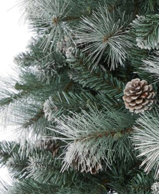 Frosted Tip British Columbia Mountain Pine Artificial Christmas Tree with Lights, Pinecones and Bendable Branches, 84"