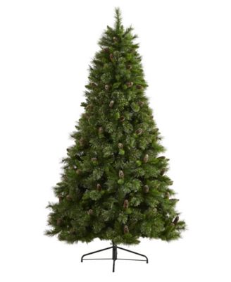 Golden Tip Washington Pine Artificial Christmas Tree with Lights, Pinecones and Bendable Branches, 90"
