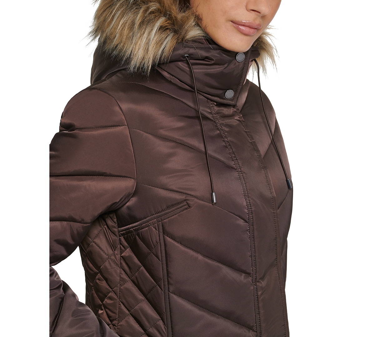 Kenneth Cole Women's Faux-Fur-Trim Hooded Puffer Coat