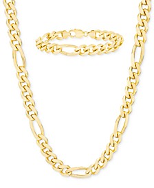 Men's Figaro Link Chain Necklace & Bracelet Collection in 14k Gold-Plated Sterling Silver