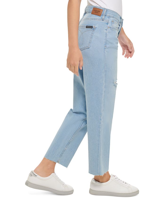 Calvin Klein Jeans Women's HighRise Distress StraightLeg Jeans Macy's