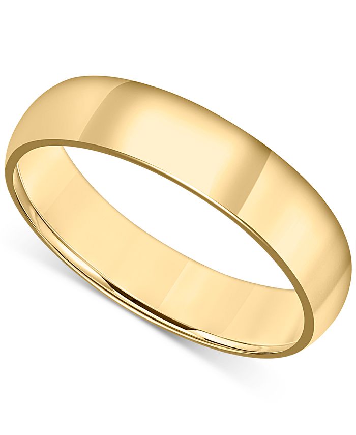 Macy's Men's Polished Wedding Band in 18k Gold-Plated Sterling Silver ...