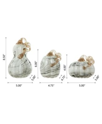 Faux Marble Glass Pumpkin Gourd Set, 3 Piece