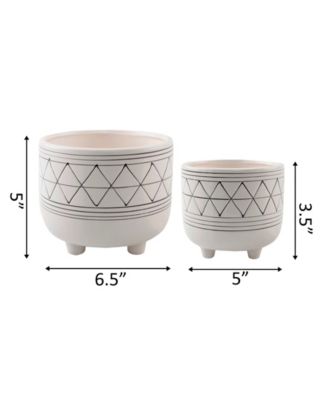 Geo Ceramic Planter with Legs, Set of 2