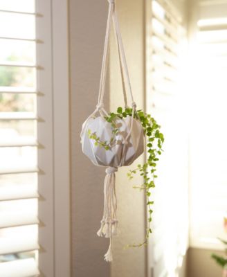 Ceramic Macrame Hanging Planter, 5" x 5"