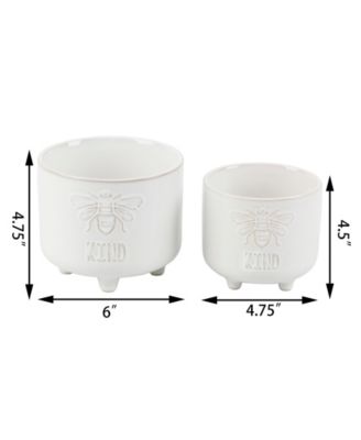 Be Kind Footed Ceramic Planter, Set of 2
