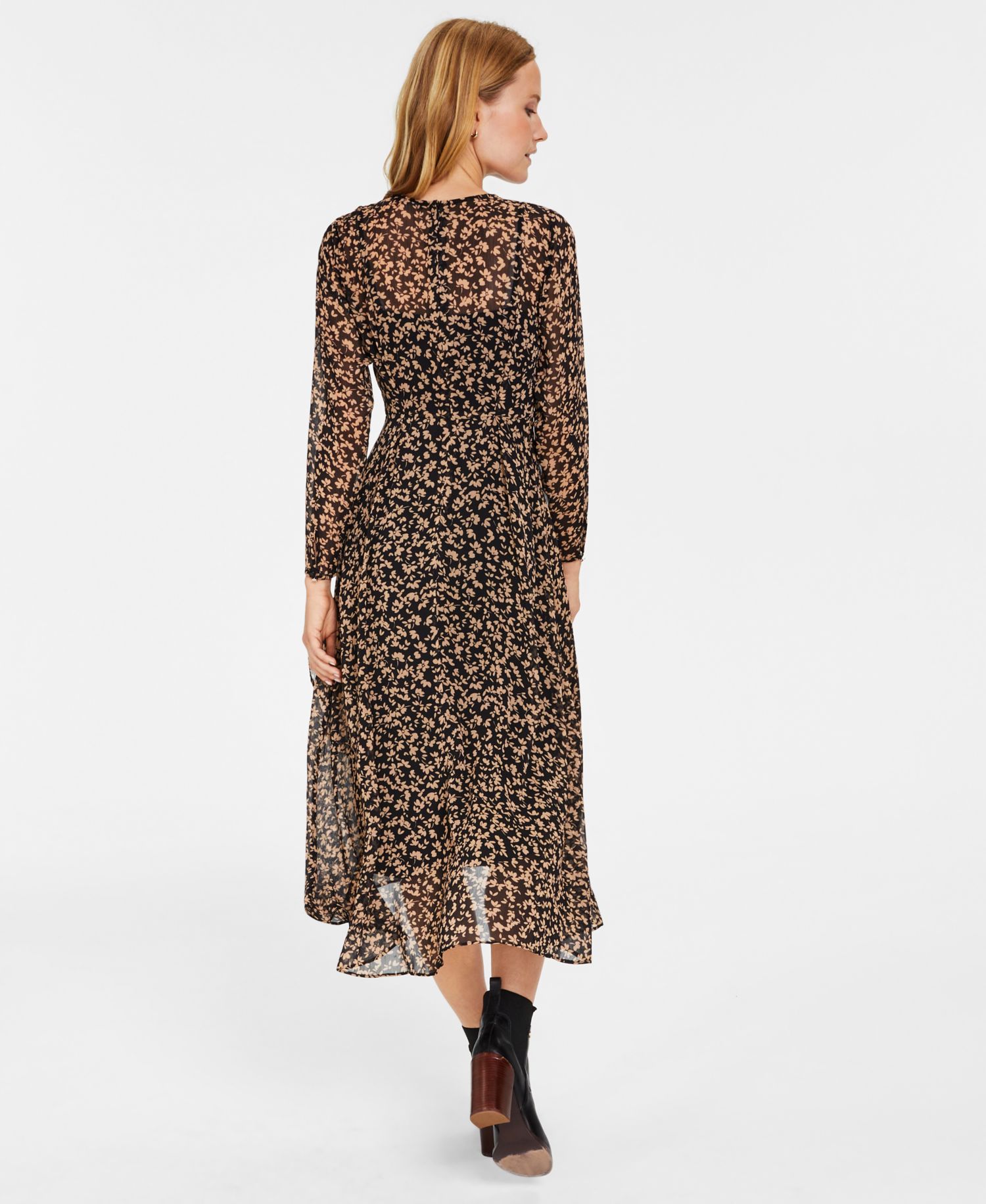 Crossover-Hem Midi Dress