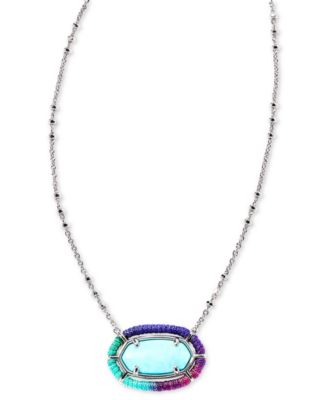 Kendra Scott - Rhodium-Plated Thread-Wrapped Glass over Mother-of-Pearl 17" Adjustable Pendant Necklace