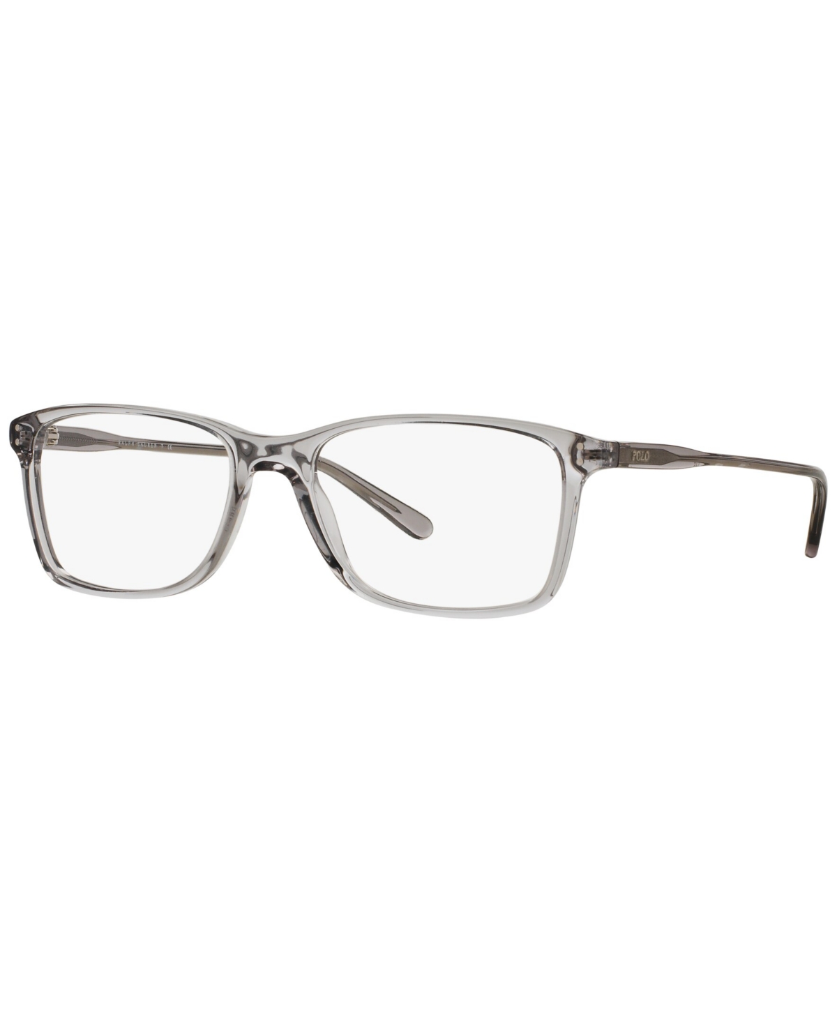 Polo Ralph Lauren Ph2155 Men's Rectangle Eyeglasses In Semi-shiny Transparent Gray