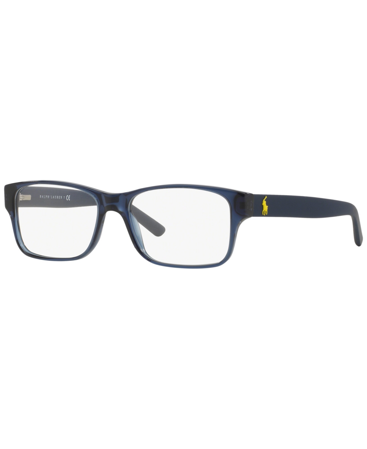 Polo Ralph Lauren Ph2117 Men's Rectangle Eyeglasses In Shiny Transparent Blue