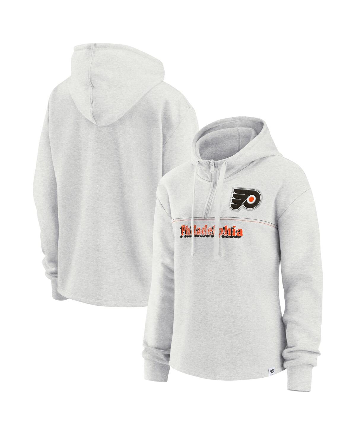 Fanatics Branded Ash Philadelphia Flyers True Classics Legacy Quarter-zip Hoodie In Ash