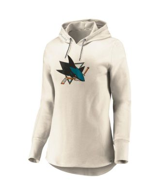 Women's Oatmeal San Jose Sharks True Classics Signature Fleece Pullover Hoodie