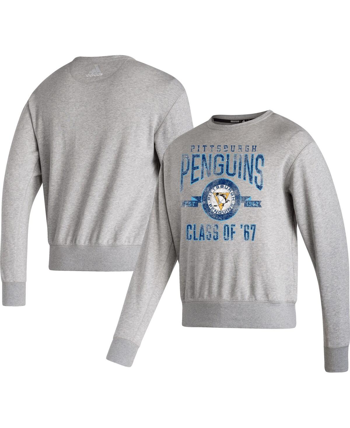 Shop Adidas Originals Men's Adidas Heathered Gray Pittsburgh Penguins Vintage-like Pullover Sweatshirt