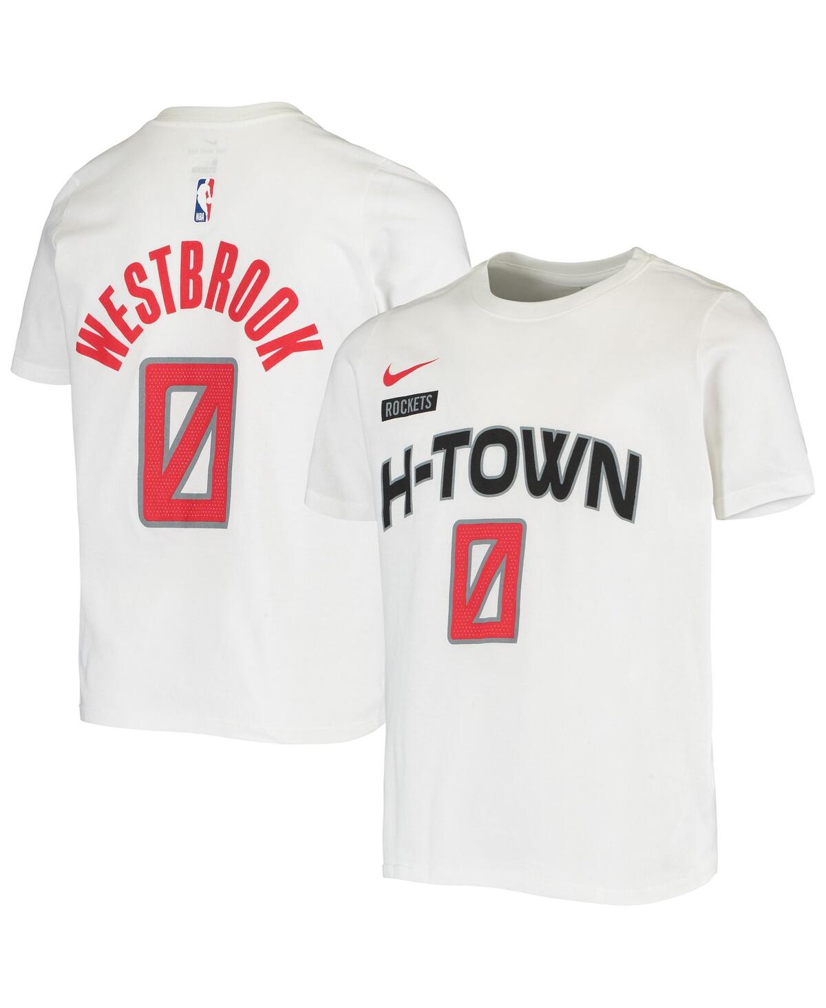 Youth Boys Nike Russell Westbrook White Houston Rockets Name and Number Performance T-shirt