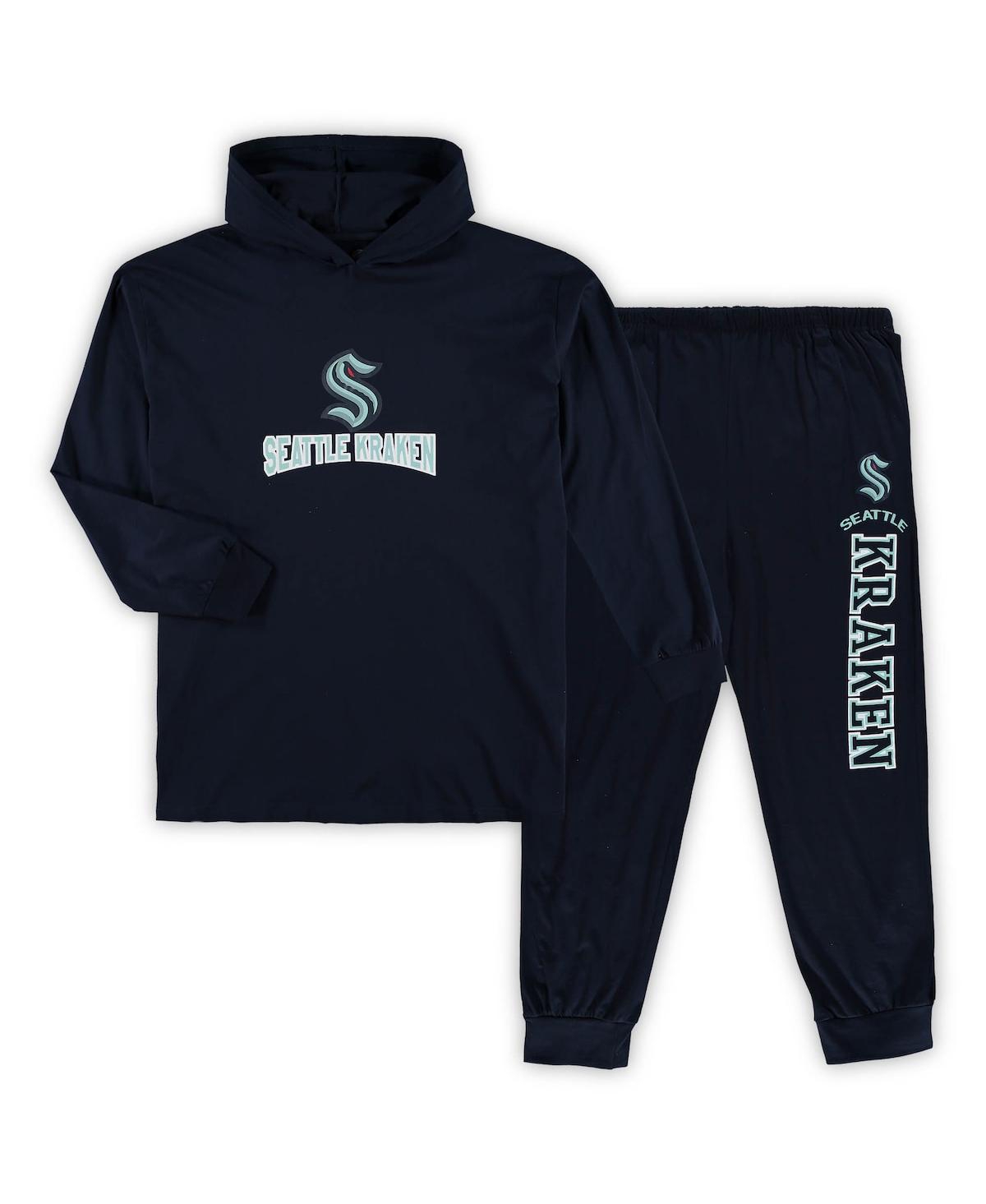 Shop Concepts Sport Men's  Deep Sea Blue Seattle Kraken Big And Tall Pullover Hoodie And Joggers Sleep Set