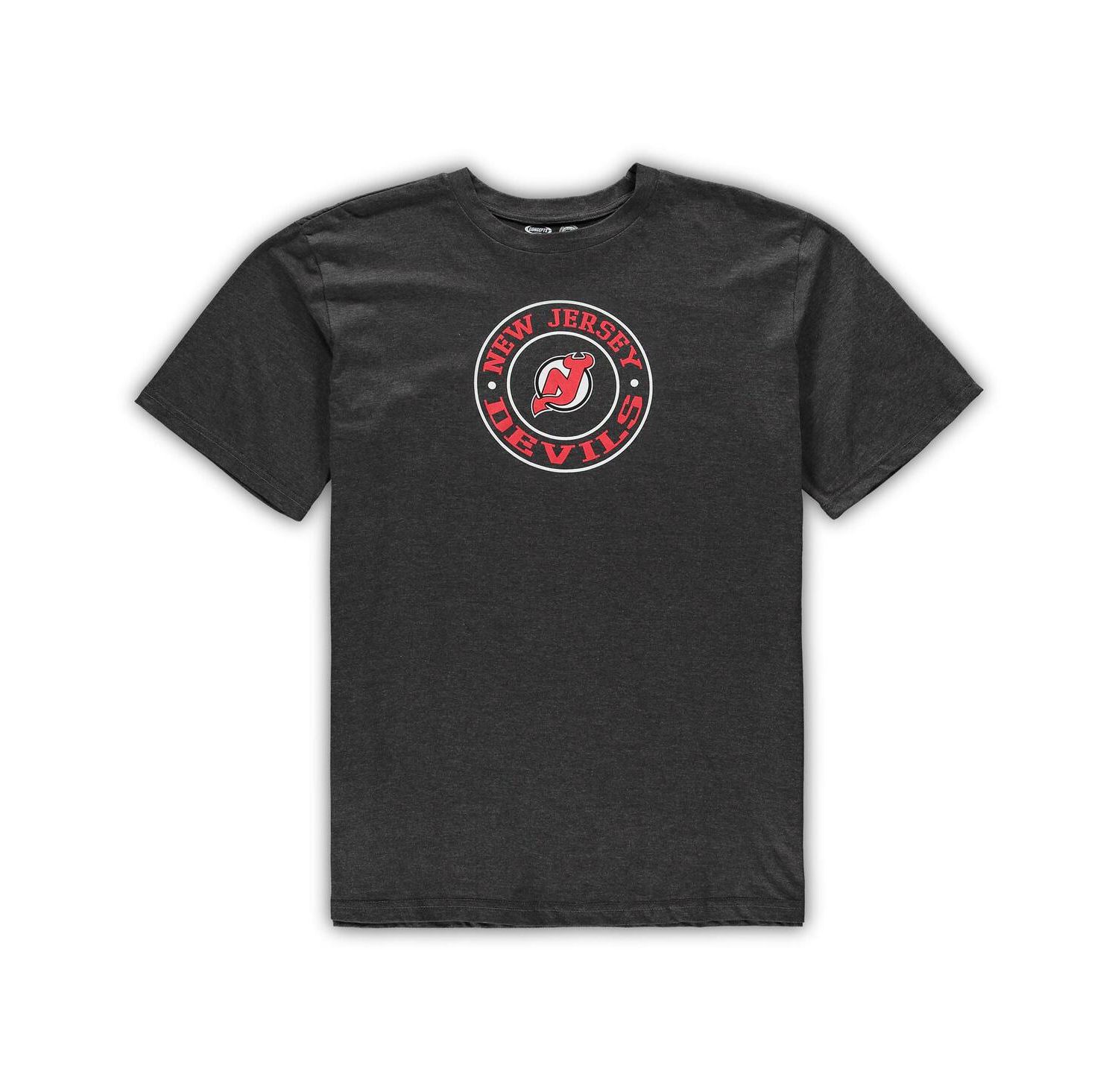 Men's Red, Heathered Charcoal New Jersey Devils Big and Tall T-shirt and Shorts Sleep Set