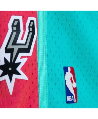 Men's Pink and Teal San Antonio Spurs 1998/99 Hardwood Classics Fadeaway Reload 3.0 Swingman Shorts