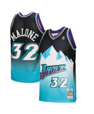 Men's Mitchell & Ness Karl Malone Black, Light Blue Utah Jazz 1996