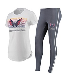 Women's White, Charcoal Washington Capitals Sonata T-shirt and Leggings Set