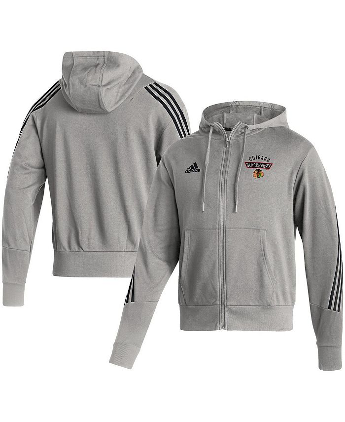 Men's adidas Heathered Gray Chicago Blackhawks Fashion Full-Zip Hoodie