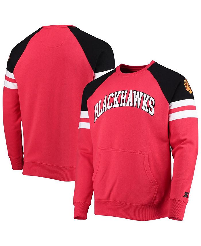 Men's Starter Red/Black Chicago Blackhawks Field Goal Raglan Pullover  Sweatshirt