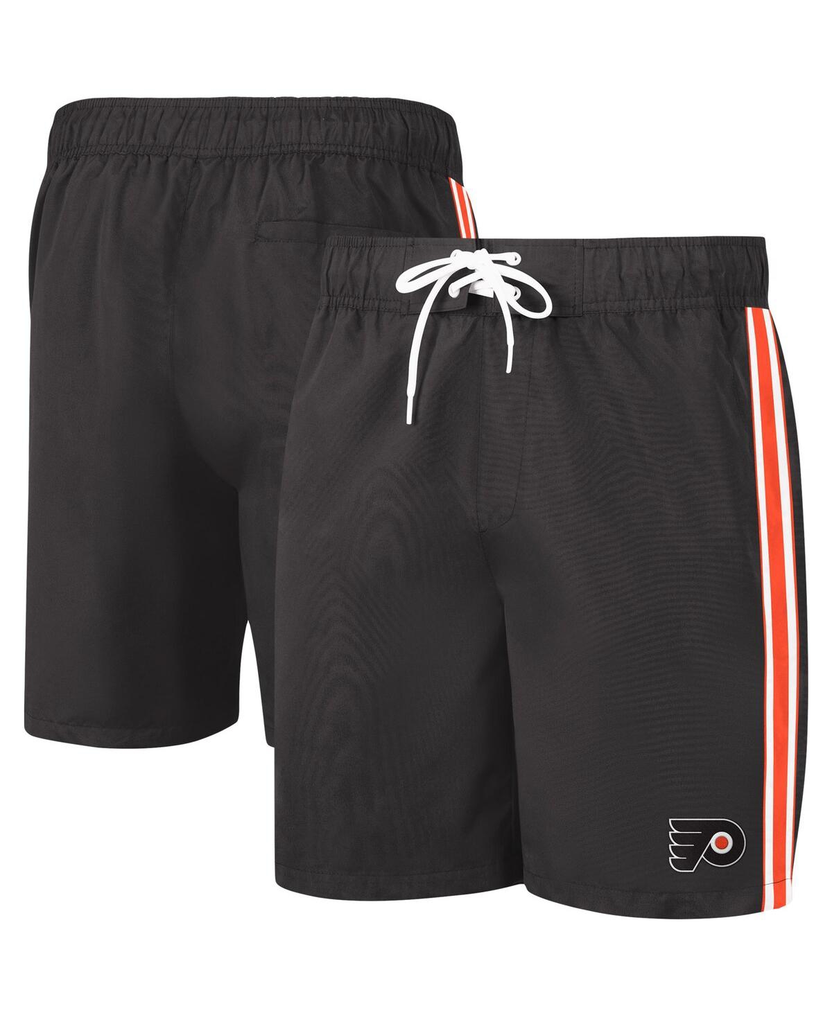 Shop G-iii Sports By Carl Banks Men's  Black And Orange Philadelphia Flyers Sand Beach Swim Shorts In Black,orange