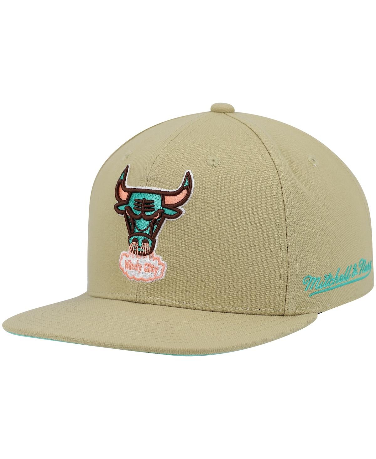 Men's Mitchell & NessChicago Bulls 1996 Nba Finals Hardwood Classics Malibu Sunrise Fitted Hat - Khaki