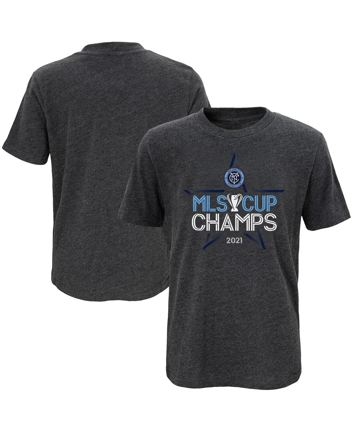 Outerstuff Kids' Big Boys Charcoal New York City Fc 2021 Mls Cup Champions Locker Room T-shirt