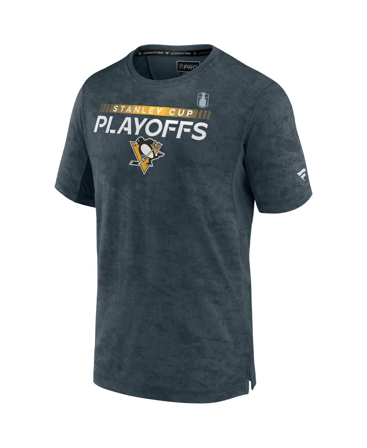 Shop Fanatics Men's  Charcoal Pittsburgh Penguins Authentic Pro 2022 Stanley Cup Playoffs T-shirt