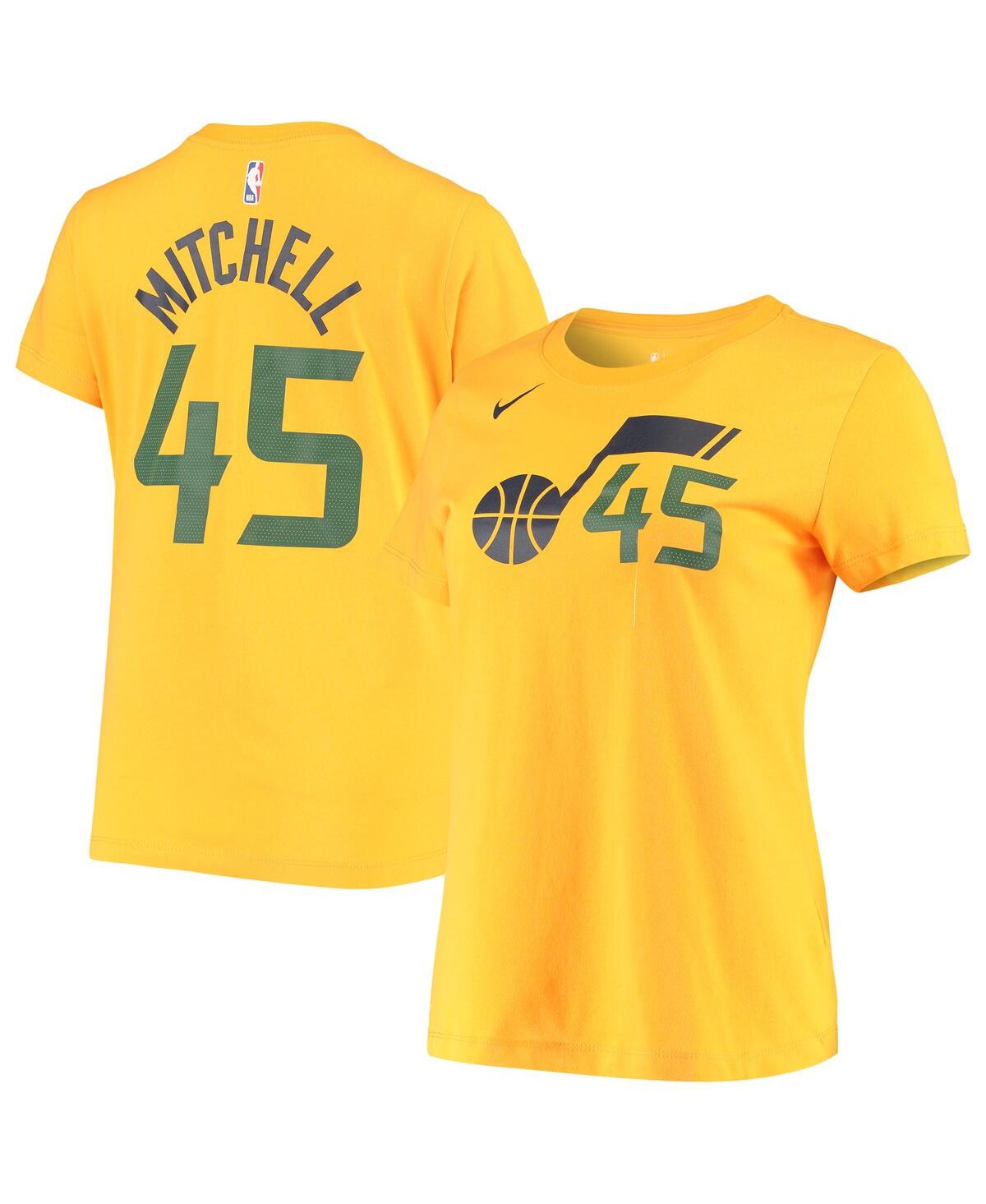 NIKE WOMEN'S NIKE DONOVAN MITCHELL GOLD UTAH JAZZ 2019/20 CITY EDITION NAME AND NUMBER T-SHIRT