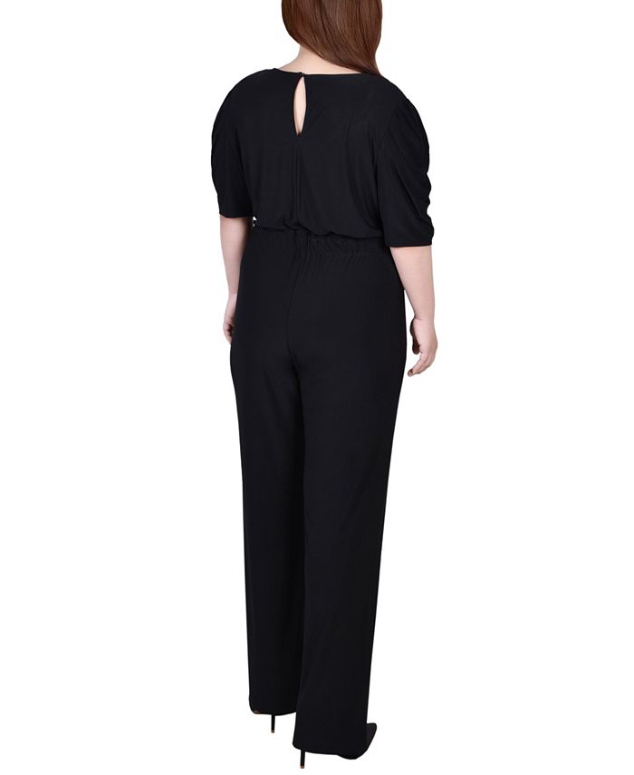 NY Collection Plus Size Elbow Sleeve Jumpsuit Macy's