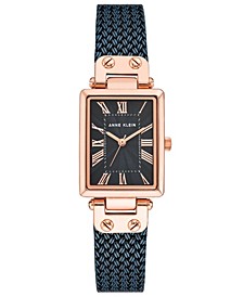 Women's Navy Stainless Steel Mesh with Rose Gold-Tone Lugs Bracelet Watch, 22mm