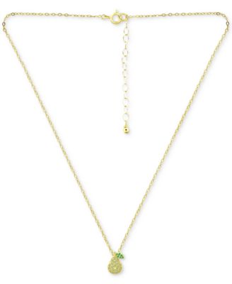 Lemon Green & Green Quartz Pear Pendant Necklace, 16" + 2" extender, Created for Macy's