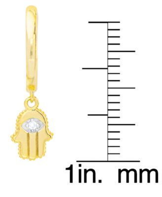 2-Pc. Set Diamond Evil Eye & Hamsa Hand Dangle Hoop Earrings (1/6 ct. t.w.) in 14k Gold-Plated Sterling Silver