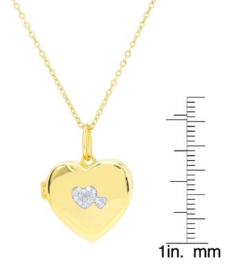 Diamond Heart Locket 18" Pendant Necklace (1/10 ct. t.w.) in 14k Gold-Plated Sterling Silver