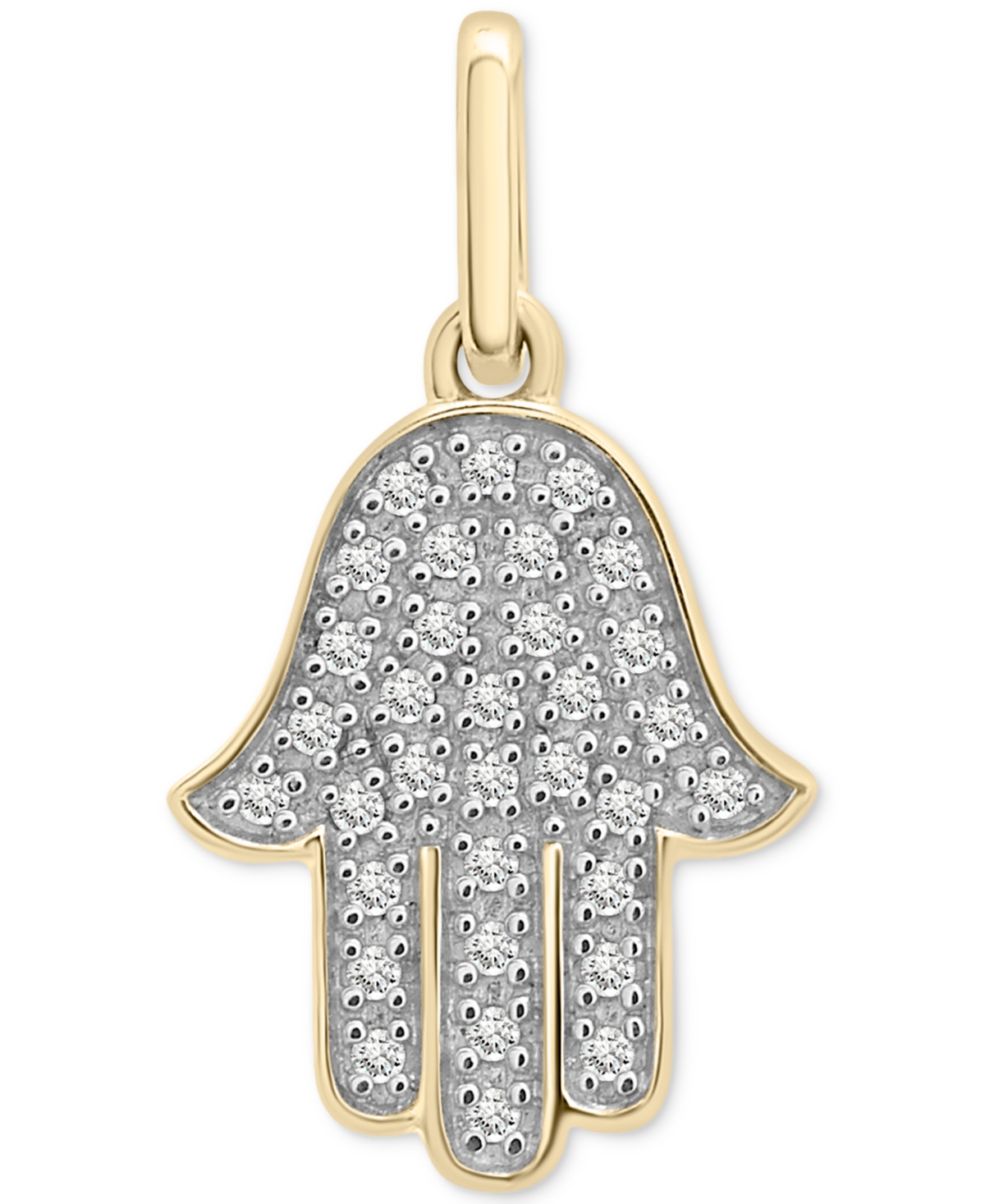 Diamond Hamsa Hand Charm Pendant (1/20 ct. t.w.) in 10k Gold, Created for Macy's - Yellow Gold