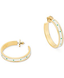 Gold-Tone Medium Printed C-Hoop Earrings, 1.4" 