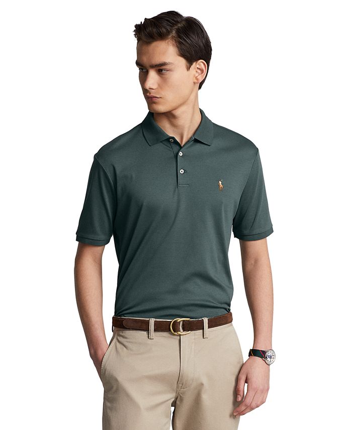 Green Mens Clothing T-shirts Polo shirts for Men Polo Ralph Lauren Cotton Custom Slim Fit Mesh Polo Shirt in Army Olive 