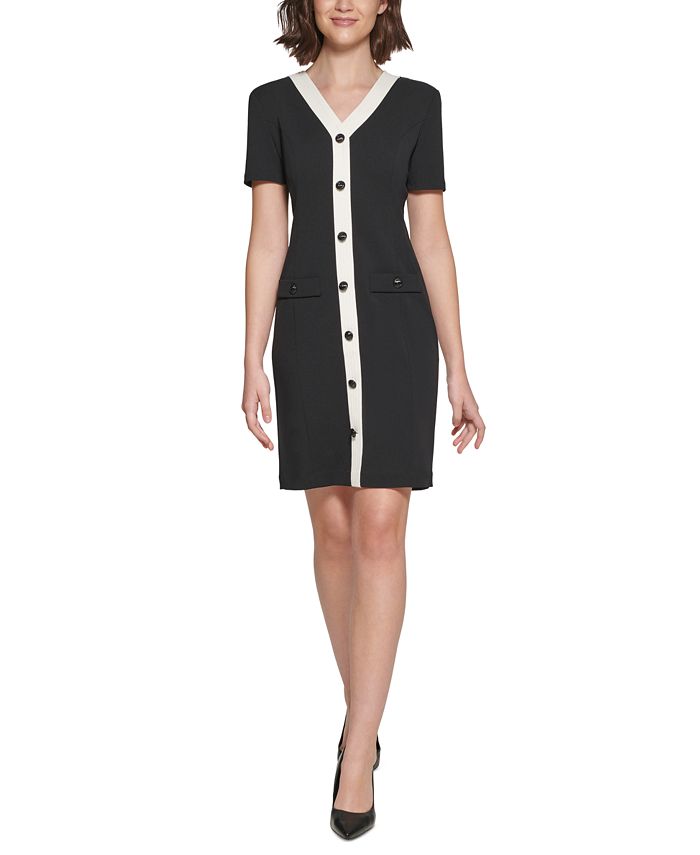 Karl Lagerfeld Paris Women's V-Neck Button-Front Dress - Macy's