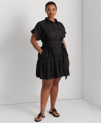 Lauren Ralph Lauren Plus-size Denim Short-sleeve Shirtdress - Macy's