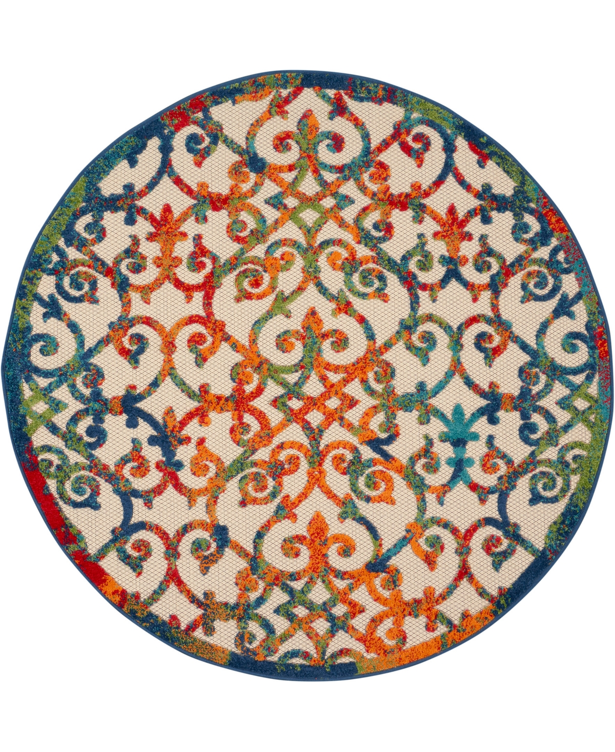 Nourison Aloha Alh21 4' X 4' Round Outdoor Area Rug In Multi