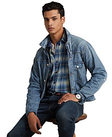 Men's Denim Patchwork-Collar Trucker Jacket