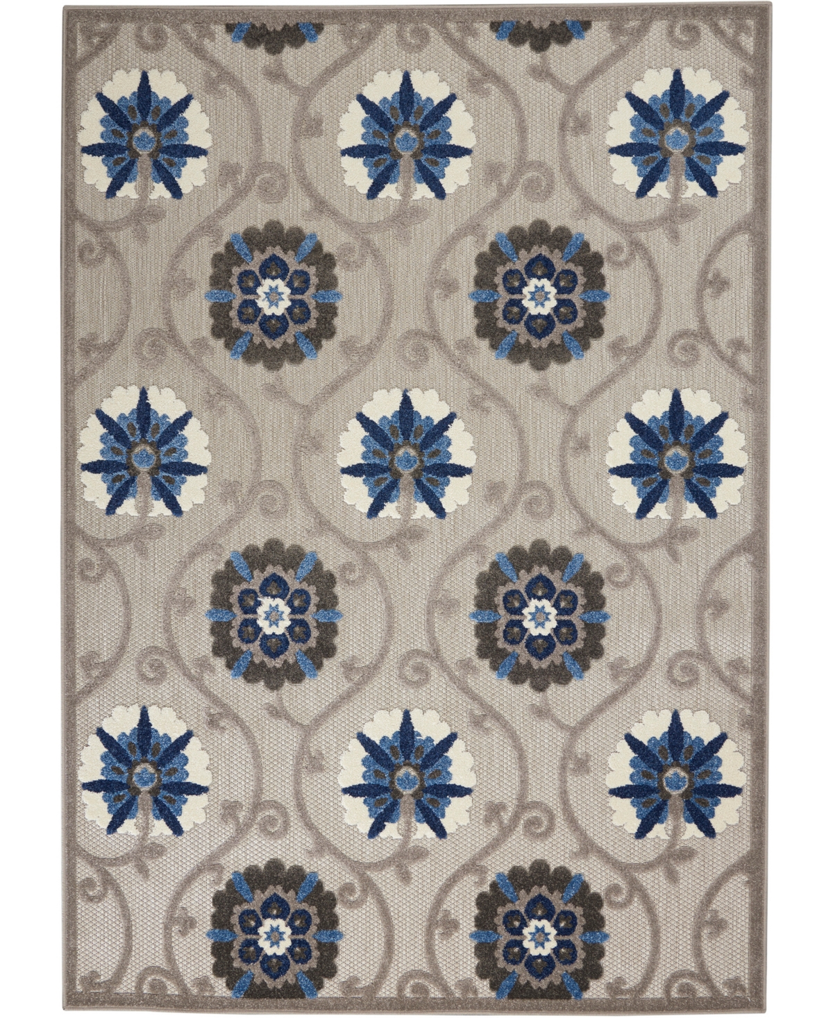 Nourison Home Aloha Alh19 5'3" X 7'5" Outdoor Area Rug In Gray,blue