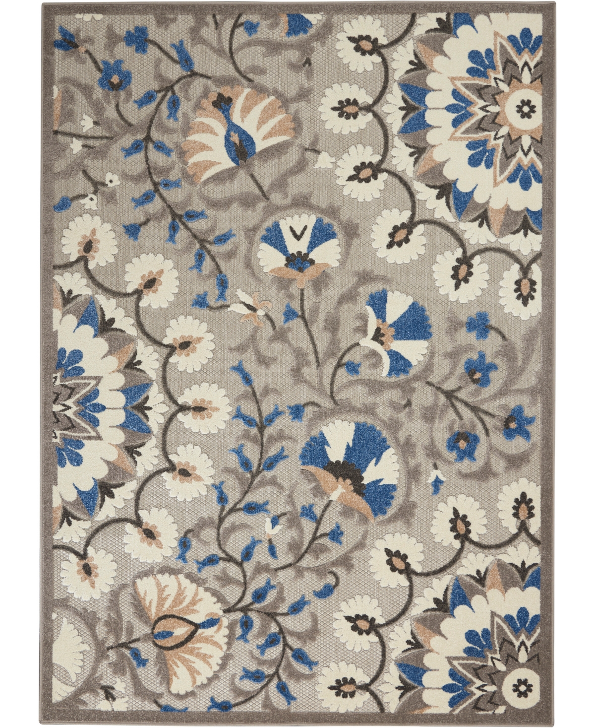 Nourison Home Aloha Alh20 3'6" X 5'6" Outdoor Area Rug In Gray,multi